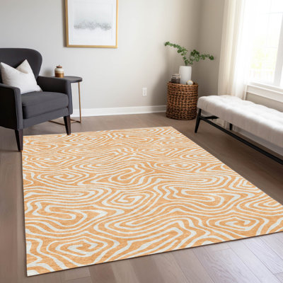 Tapis lavable intérieur / extérieur orange Evalora 