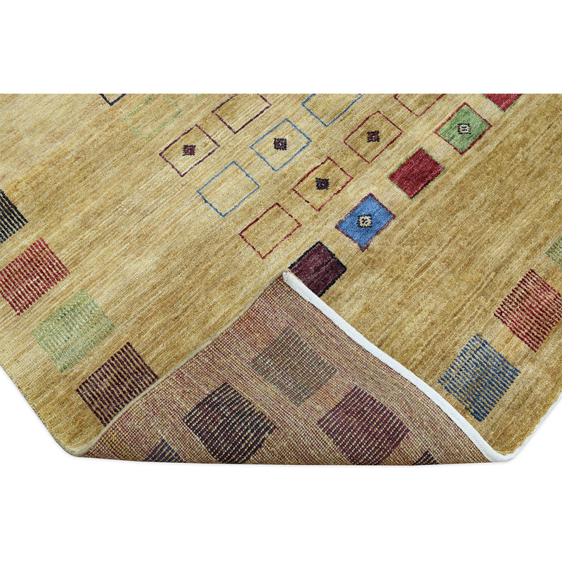 Tapis doré de haute qualité noué à la main, Rectangle 8 pi x 10 pi