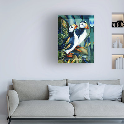 Art mural sur toile tendue - "Puffins" de Jody Bergsma pour décoration de salon, de chambre à coucher ou de bureau - 24 x 32