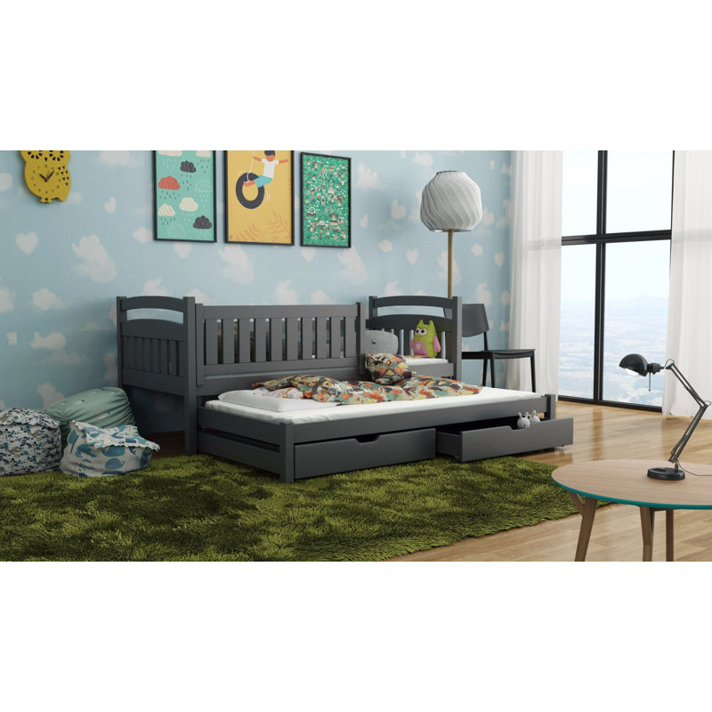 Estero Kids Daybed with Trundle with Drawers, Graphite