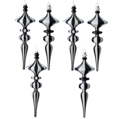 11.5" Glass Stripe Finial Ornament
