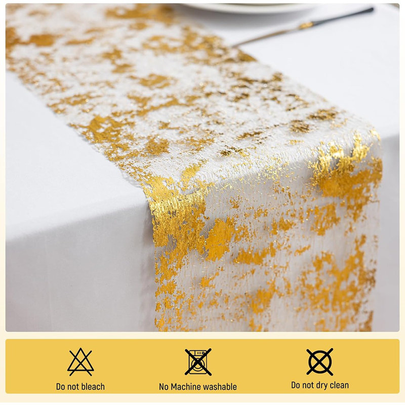 Table Runner – Gold – Metallic Mesh Roll With Sparkling Glitter, Party Decor For Weddings, Holidays & Dining Table