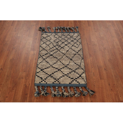 Tapis oriental marocain rayé brun 2 x 3