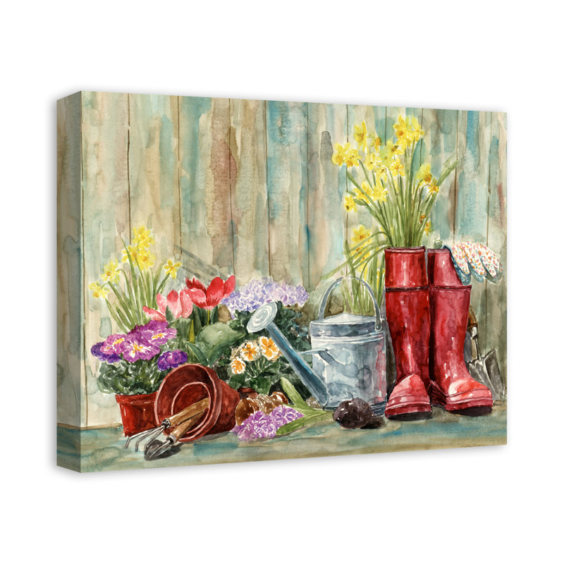 « aquarelle jardinage », reproduction sur toile