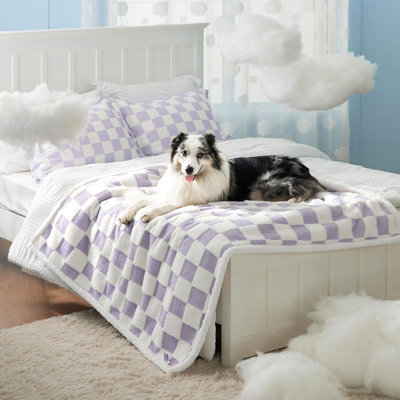 Lesure Waterproof Washable Large Dog Blanket, Double Sided Jacquard Shag & Sherpa Fleece, Couch Protection