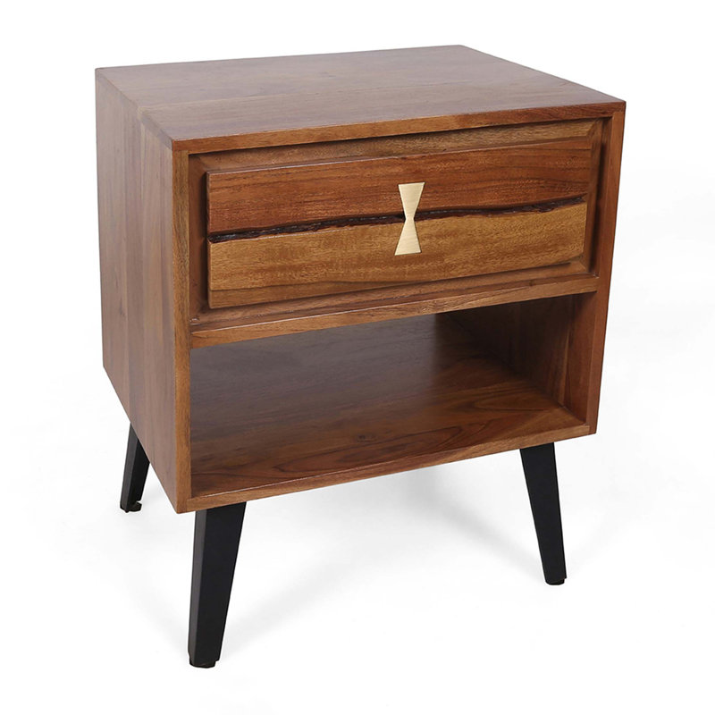 Table de chevet en bois d'acacia