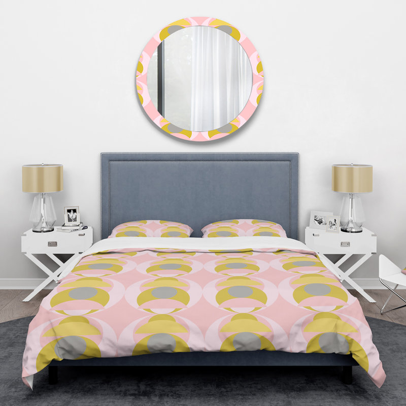 Ensemble d'édredon rétro pastel circulaire IV - Mid-Century 4 pièces, Queen Comforter + 3 Additional Pieces