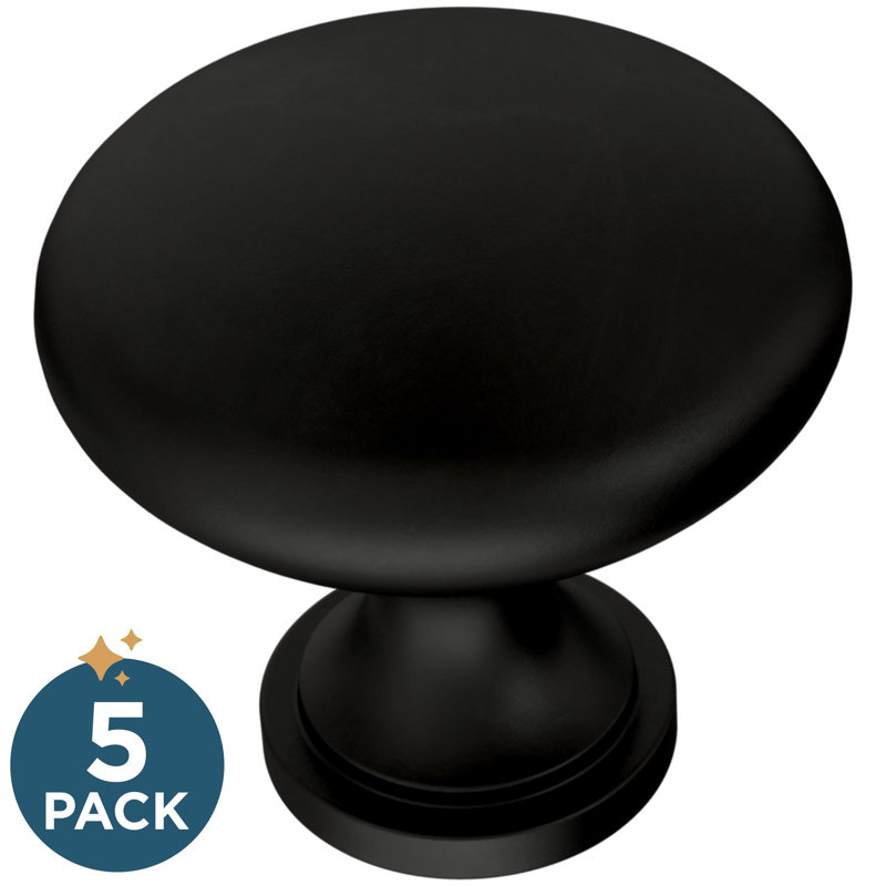 Poignée d'armoire antimicrobienne 1,125 po Mushroom, Antimicrobien noir mat
