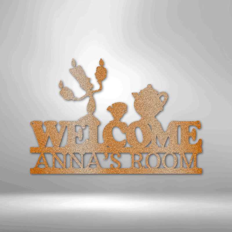 Décoration murale en acier personnalisée «Be our invité» monogramme en acier, Cuivre, H 23 po x l 23,5 po x P 0,5 po, Oui
