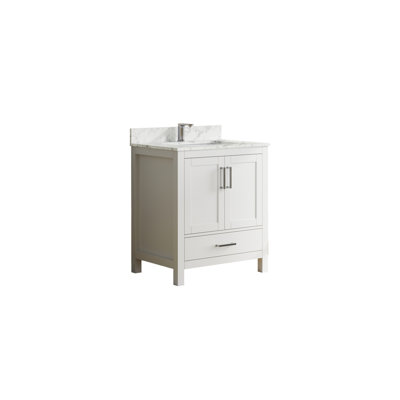 Meuble-lavabo 29 po avec lavabo, meuble-lavabo avec 2 portes et 1 tiroir, meuble-lavabo en bois avec trou pour robinet (blanc)