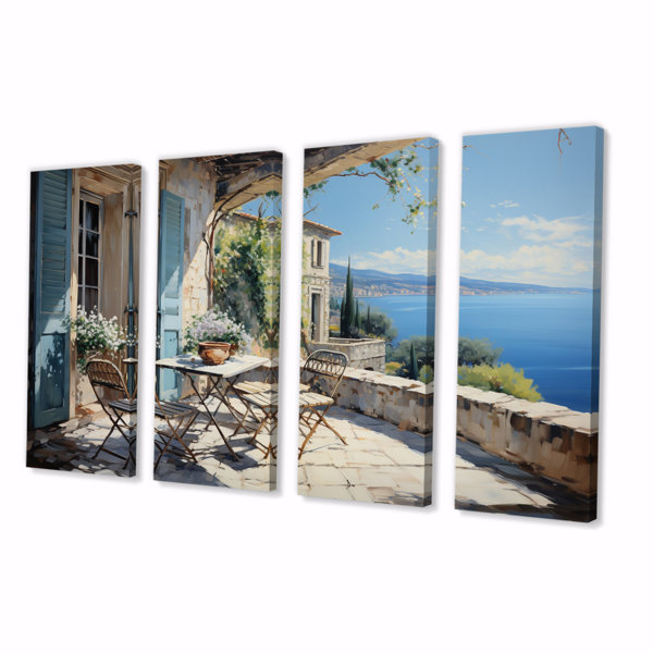 DesignArt French Coastal Retreat In Cannes III On Canvas 4 Pieces Print ...