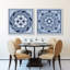 Mandala variété de tuiles de feuilles bleues duo sur toile, ensemble de 2 pièces-88315231