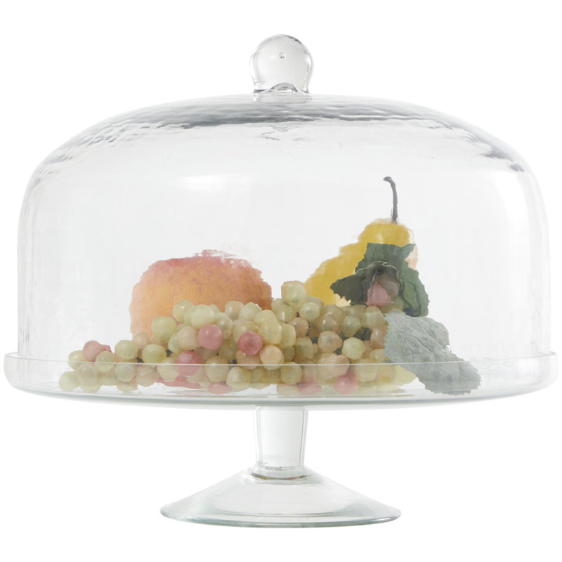  Gabi Glass Decorative Clear Cake Stand with Glass Dome