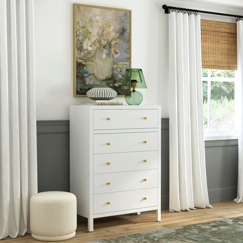 Celine 5-Drawer Dresser, Smooth White