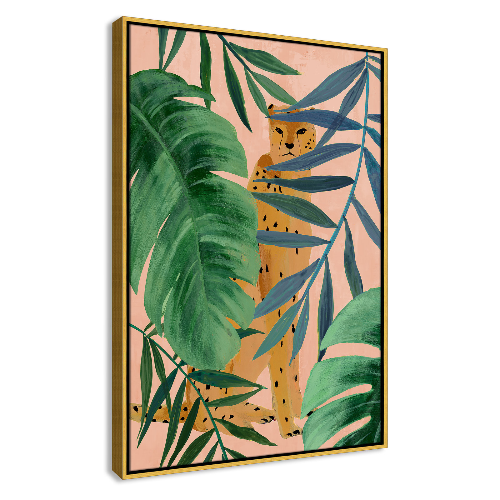Allie "Silent Jungle" Painting by Isabelle Z, 37.5" H x 25.5" W x 2" D, Gold Framed Canvas