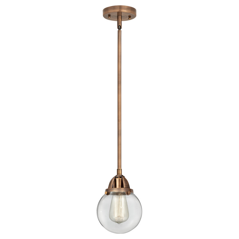 Luminaire suspendu sphère 1 lumière Lorri, Cuivre antique, Clair, Ampoule non incluse