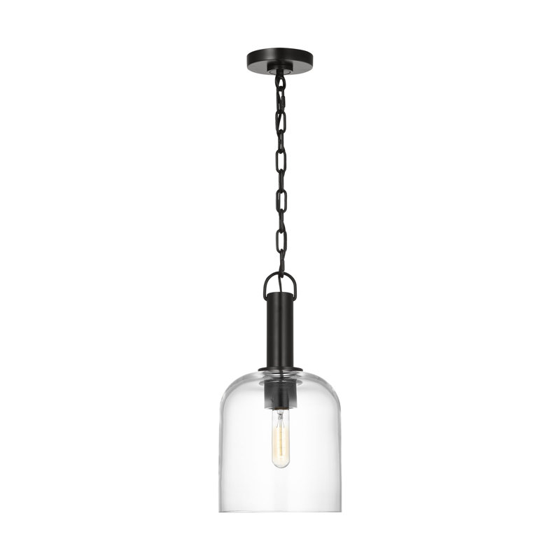 Thom Filicia Hartley 1 Light Kitchen Pendant With Clear Shade, Aged Iron