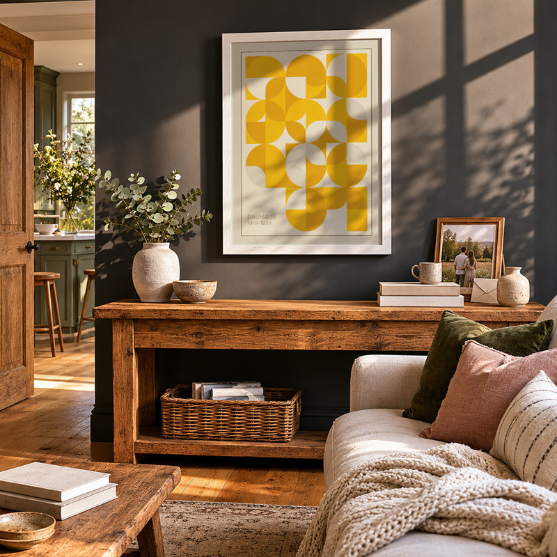 Circles Grid Geometric - Framed Print, A3 - 42.0 x 29.7 cm, White