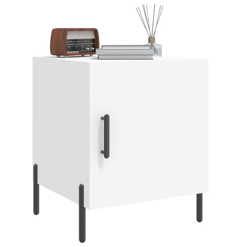 Abeda 40cm W Iron Bedside Table, White