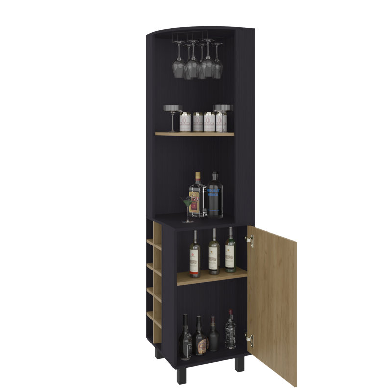 Bar avec rangement pour le vin Melia-Teevan, Brun / Noir