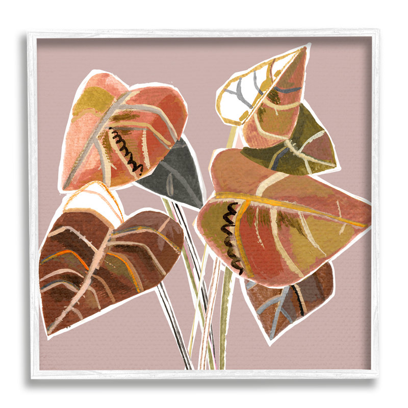 Vigne ornementale Arrowhead, H 17 po x l 17 po x P 1,5 po, Giclée encadrée blanc bord de mer