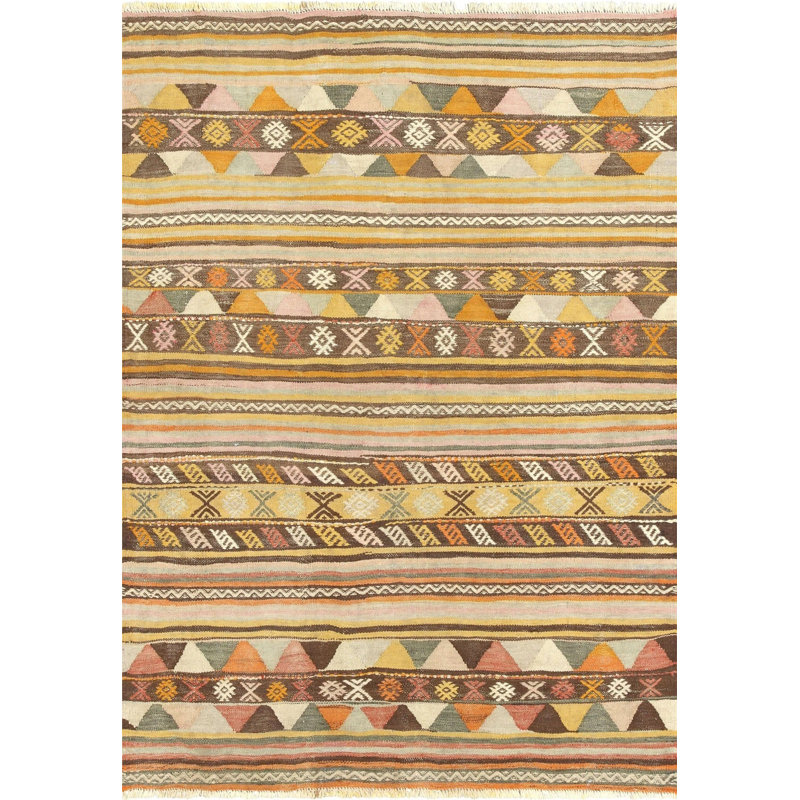 One-of-a-Kind Hand-Knotted 1960s 3'11" x 5'4" Wool Area Rug in Yellow/Brown