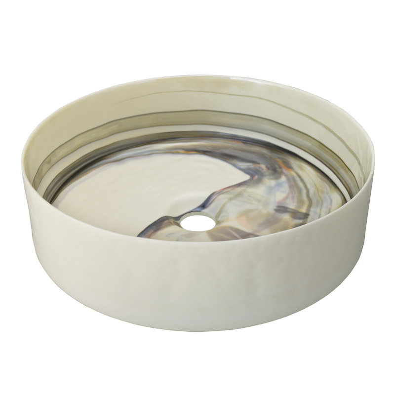 Positano 16" Murano Glass Round Vessel Bathroom Sink, Abalone