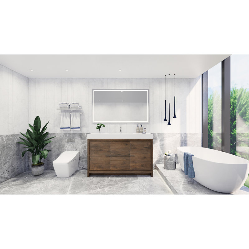 Ensemble de meuble-lavabo simple 60 po Chaumont, Palissandre, Chrome
