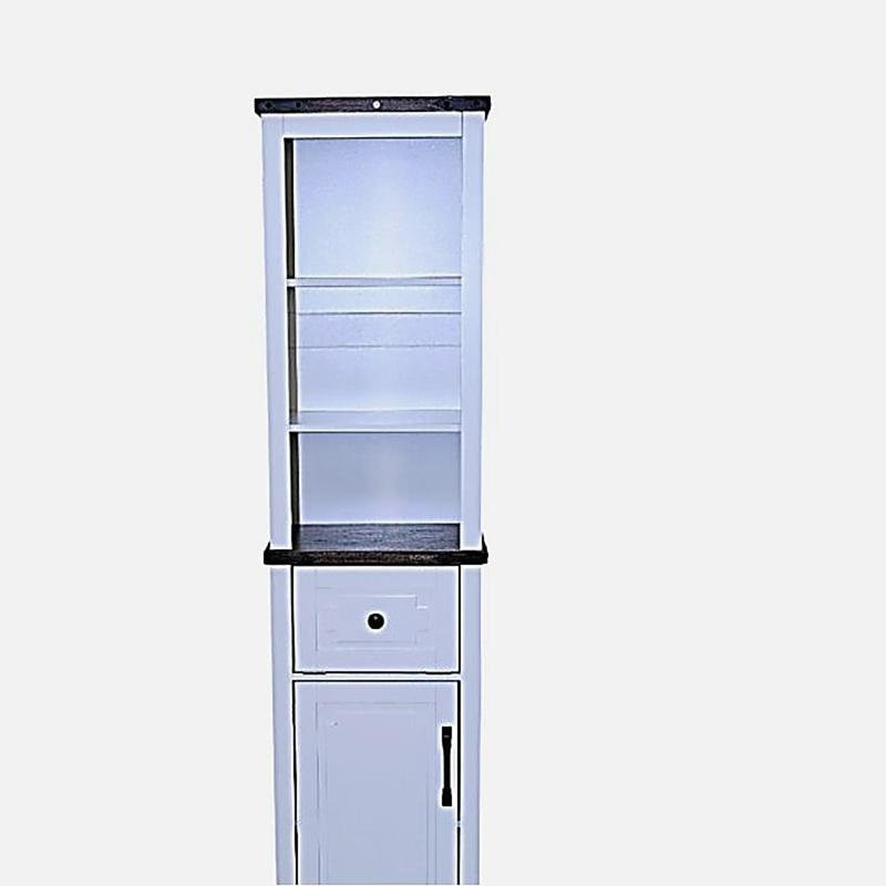 Bathroom Storage Cabinet with Adjustable Shelves & Storage Drawer, Tall Linen Tower for Bathroom, Living Room, White/Walnut