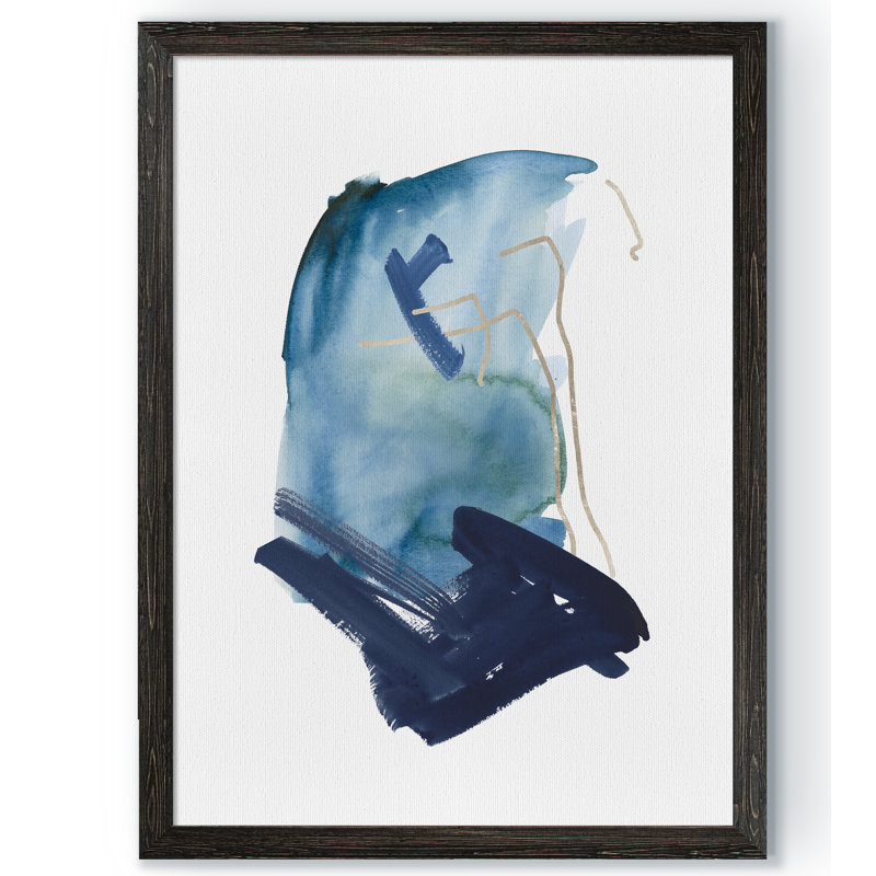 «Indigo Collide IV» par Paul Cezanne - reproduction d'art encadrée, H 22 po x l 16 po x P 2 po, Toile encadrée, ébène