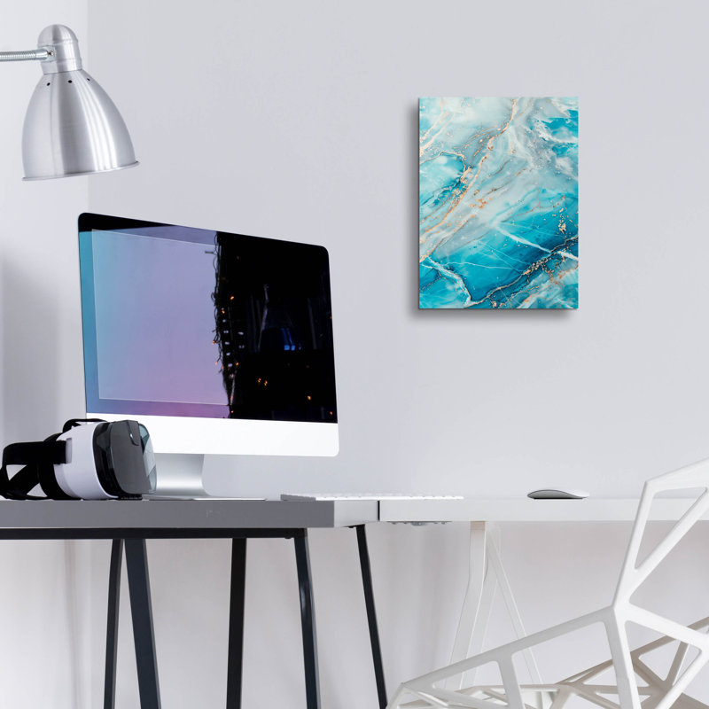  «Turquoise Crystal Layers» par Svetlana Aleynikova, art mural en verre acrylique, 12 po x 16 po