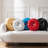 Set Of 2 Round Ruched Throw Pillows For Bedroom Living Room Couch Car Chair Decoration-120090392