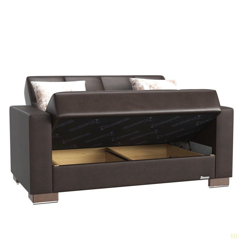 Causeuse convertible avec rangement Collection, PU, Brun