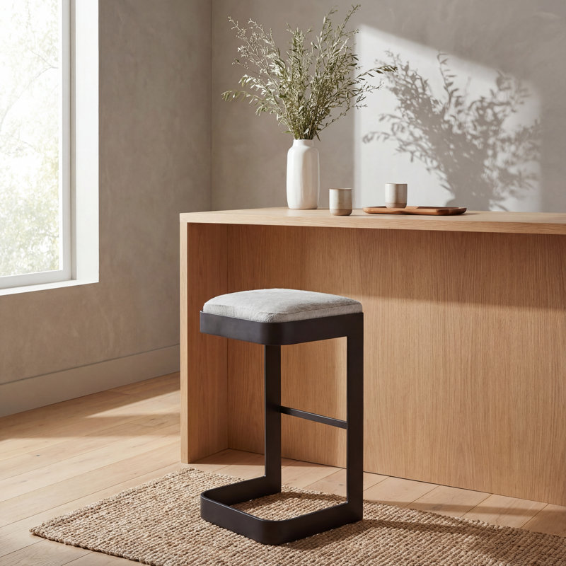 Upholstered Stool with Metal Frame