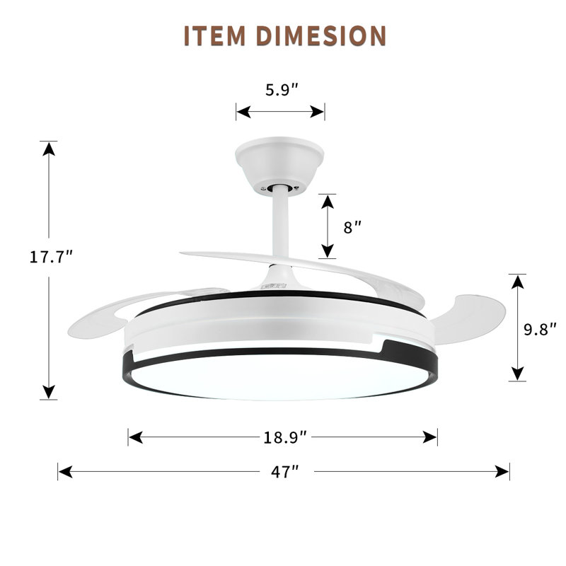 Ventilateurs de plafond 47 '' Fandelier Dimmable Modern