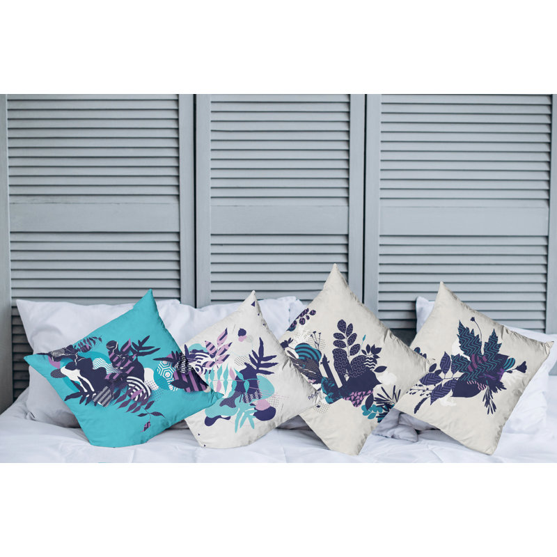 Ensemble de housse de coussin 4 pièces Creative Leaves Herbs and Flowers Meadow Garden, 16" x 16"