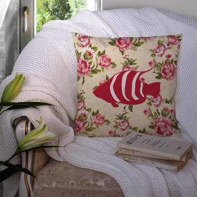  Coussin décoratif à fleurs roses 14 "Fish Shabby Elegance
