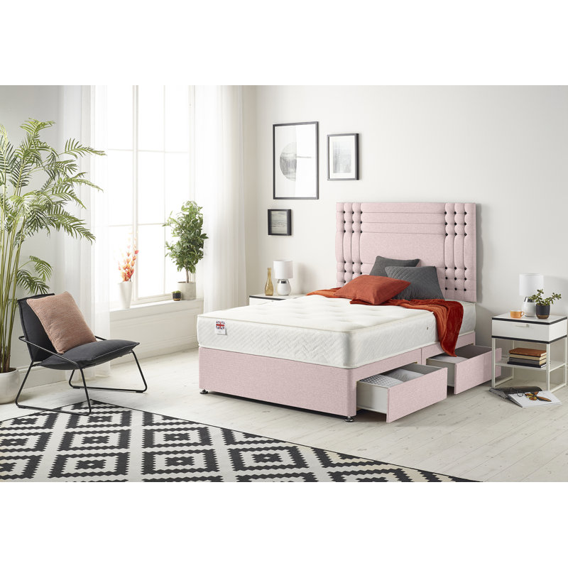 Dennishia Bed, Single (3'), Pink, 2 Drawers