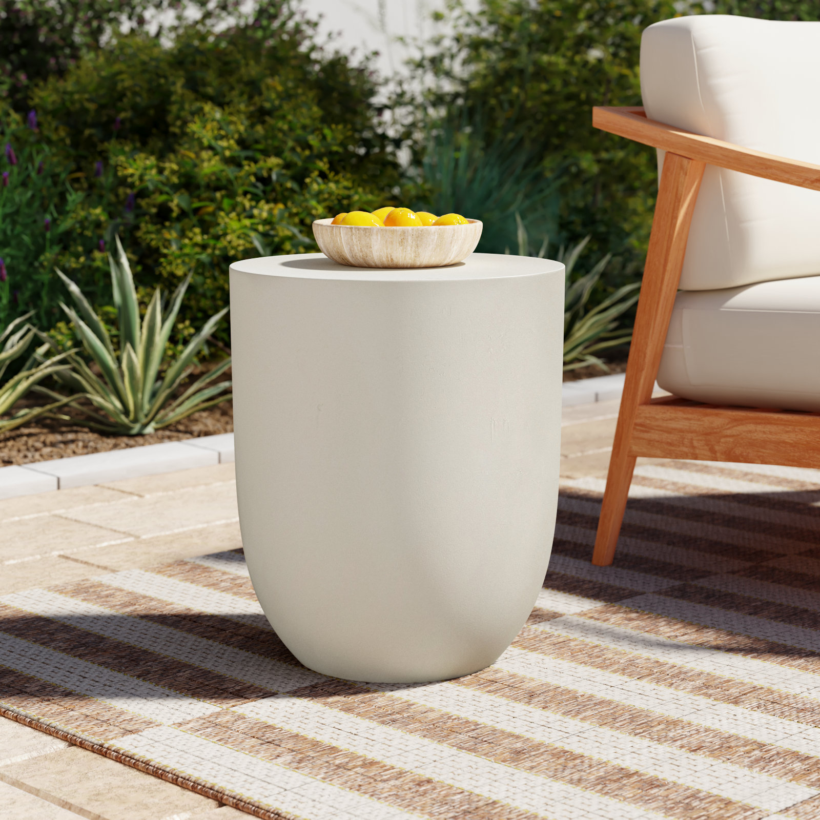Eponine 15.75 " Patio Side Table, Matte White