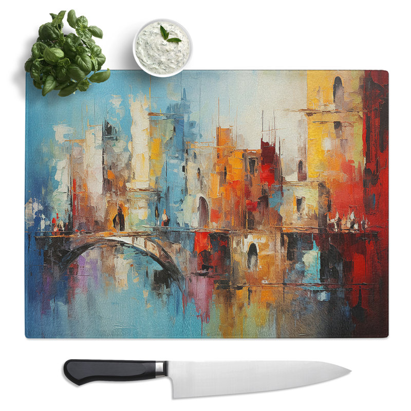 Venice Abstract  Glass Chopping Board