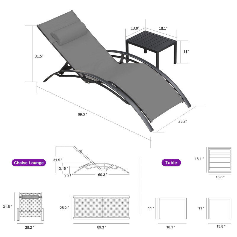 Outdoor Chaise Lounge, Gray