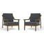 Chaises longues d'extérieur en bois de teck avec coussin et accoudoirs Marlo-114980287-114980286