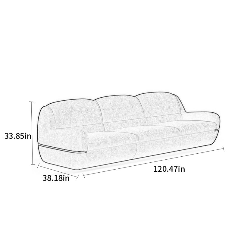 Canapé rétro en tissu de style wabi-sabi, H 33,85 po x l 120,47 po x P 38,18 po