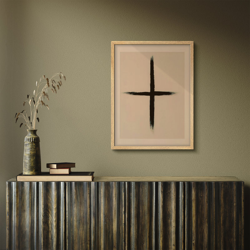 Reproduction d'art encadrée abstraite pour décoration intérieure moderne - 11 po x 14 po, H 14 po x l 11 po, Naturel