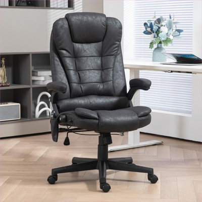 Fauteuil de massage BEIMO à 6 points de massage vibrant, dossier haut inclinable avec chaleur lombaire, revêtement en polyester noir profond
