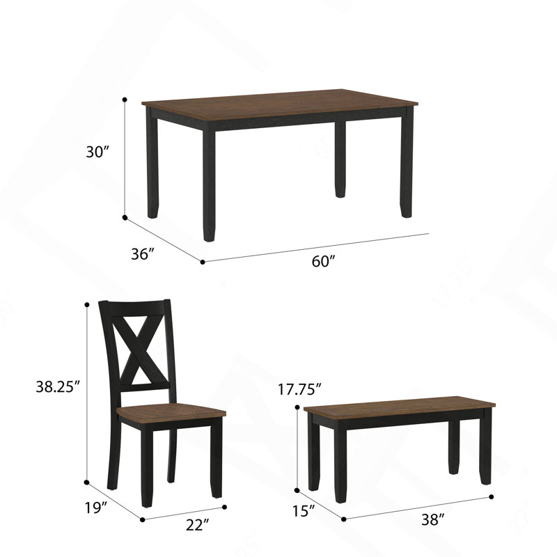 Ensemble de salle à manger 6 pièces, bois brun, meubles de salle à manger