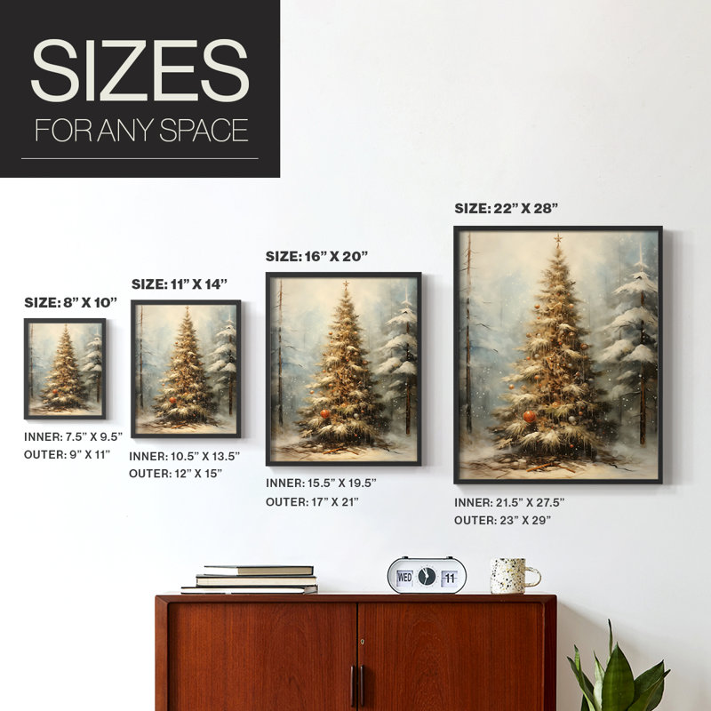 «Christmas Holiday Art», reproduction encadrée en bois massif, Noir, noir, noir, noir, H 11 po x l 9 po