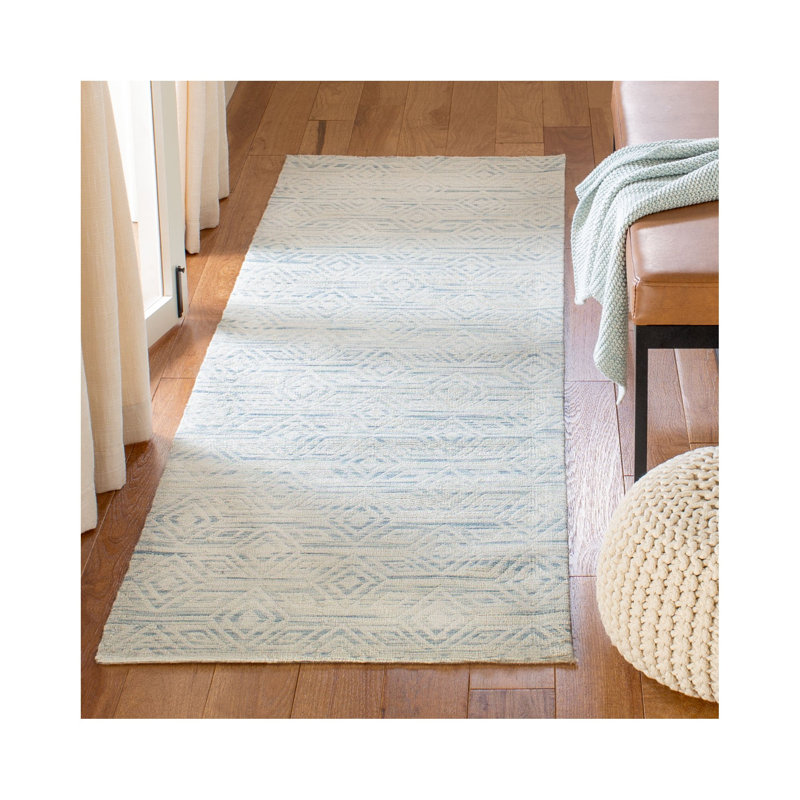 Tapis géométrique en laine tissé à la main Kyle, Tapis de couloir 2 pi 3 po x 8 pi