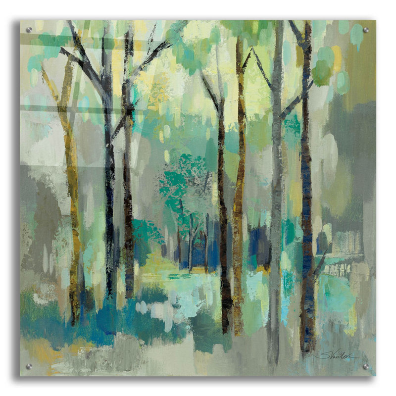 «Romantic Forest Neutral» par Silvia Vassileva, art mural en verre acrylique, H 36 po x l 36 po x P 0,2 po