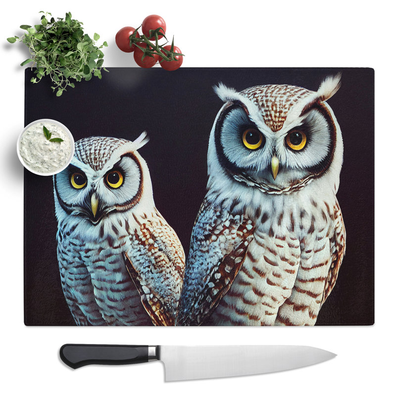 Owl Face  Glass Chopping Board